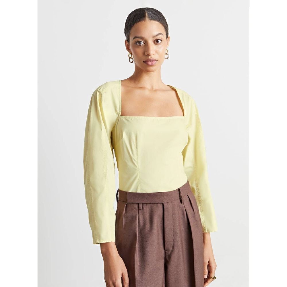 WHO WHAT WEAR COLLECTION Jess Square-Neck Puff-Sleeve Top size M NWT $125